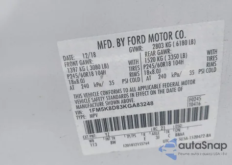 2019 Ford Explorer Xlt from USA, damaged, VIN 1FM5K8D83KGA83248